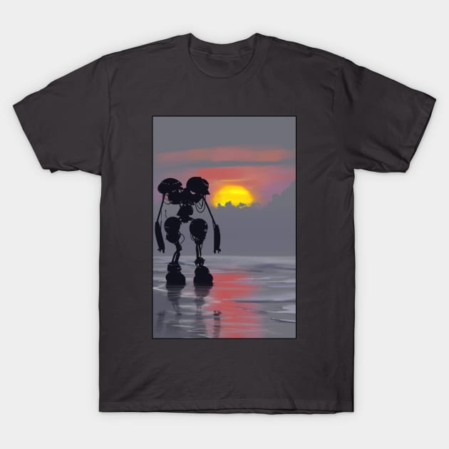 Sunset Gazing Robot T-Shirt by Richtoon